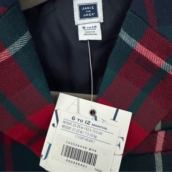 NWT Janie and Jack Red Green Plaid Jacket blazer holiday Christmas 6-12 month - Picture 3 of 4